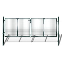 vidaXL Trädgårdsgrind stål 306x150 cm grön