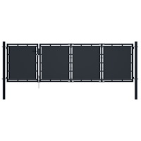 vidaXL Trädgårdsgrind stål 350x100 cm antracit