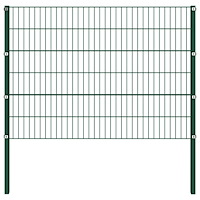 vidaXL Stängselpanel med stolpar järn 1,7x1,2 m grön