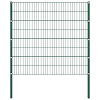 vidaXL Staketpanel med stolpar järn 176,5x160 cm grön