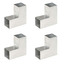 vidaXL Stolpbeslag 4 st L-form galvaniserad metall 81x81 mm
