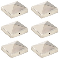 vidaXL Stolphattar pyramid 6 st rostfritt stål 81x81 mm