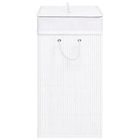 vidaXL Tvättkorg bambu med 2 sektioner vit 100 L
