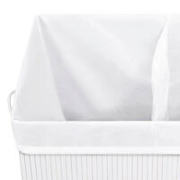 vidaXL Tvättkorg bambu med 2 sektioner vit 100 L