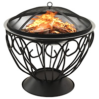 vidaXL 2-i-1 Eldstad grill och eldgaffel 59x59x60 cm rostfritt stål