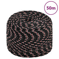 vidaXL Båtlina svart 6 mm 50 m polypropen