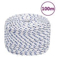 vidaXL Båtlina vit 10 mm 100 m polypropylen