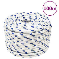 vidaXL Båtlina vit 14 mm 100 m polypropylen