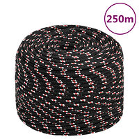 vidaXL Båtlina svart 6 mm 250 m polypropylen