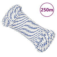 vidaXL Båtlina vit 5 mm 250 m polypropylen