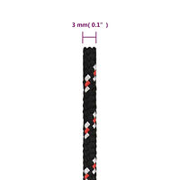 vidaXL Båtlina svart 3 mm 250 m polypropylen