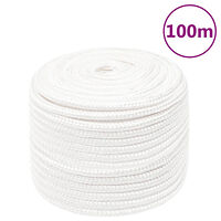vidaXL Båtlina helvit 14 mm 100 m polypropylen