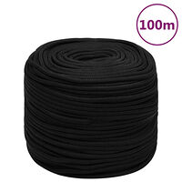 vidaXL Rep svart 6 mm 100 m polyester