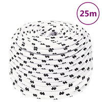 vidaXL Båtlina flätad vit 8 mm x 25 m polyester