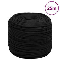 vidaXL Rep svart 6 mm 25 m polyester