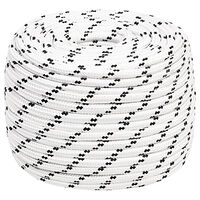 vidaXL Båtlina flätad vit 14 mm x 250 m polyester