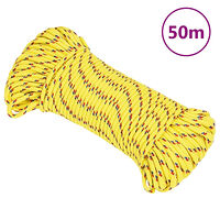 vidaXL Båtlina gul 3 mm 50 m polypropen