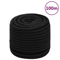 vidaXL Rep svart 16 mm 100 m polyester