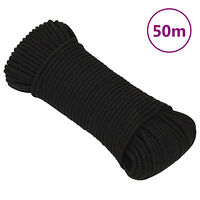 vidaXL Rep svart 4 mm 50 m polyester