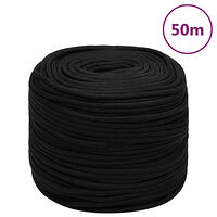 vidaXL Rep svart 8 mm 50 m polyester