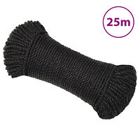 vidaXL Rep svart 6 mm 25 m polypropylen