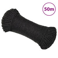 vidaXL Rep svart 6 mm 50 m polypropylen