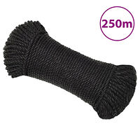 vidaXL Rep svart 6 mm 250 m polypropylen