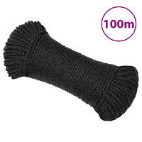vidaXL Rep svart 6 mm 100 m polypropylen