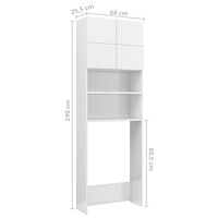 vidaXL Tvättmaskinsskåp vit 64x25,5x190 cm konstruerat trä