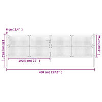 vidaXL Trädgårdsgrind antracit 400x125 cm stål