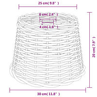 vidaXL Lampskärm vit Ø30x20 cm korgmaterial