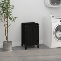vidaXL Tvättkorg svart 44x44x76 cm massiv furu