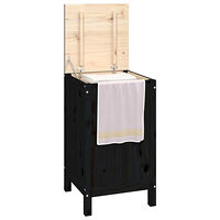 vidaXL Tvättkorg svart 44x44x76 cm massiv furu