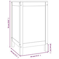 vidaXL Tvättkorg svart 44x44x76 cm massiv furu