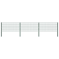 vidaXL Stängselpanel med stolpar järn 5,1 m grön