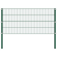 vidaXL Stängselpanel med stolpar järn 5,1 m grön