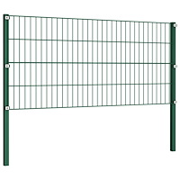 vidaXL Stängselpanel med stolpar järn 5,1 m grön