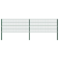 vidaXL Stängselpanel med stolpar järn 3,4x0,8 m grön