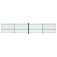 vidaXL Stängselpanel med stolpar järn 6,8x1,2 m grön