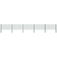 vidaXL Stängselpanel med stolpar järn 8,5x0,8 m grön