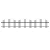 vidaXL Trädgårdsstaket med spjuttopp stål (1-1,25)x5,1 m svart