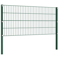 vidaXL Stängselpanel med stolpar järn 15,3x0,8 m grön
