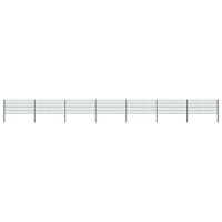 vidaXL Stängselpanel med stolpar järn 11,9x0,8 m grön