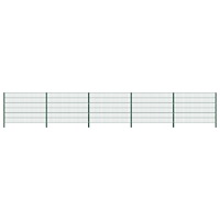 vidaXL Stängselpanel med stolpar järn 8,5x1,2 m grön