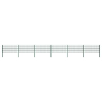 vidaXL Stängselpanel med stolpar järn 10,2x0,8 m grön