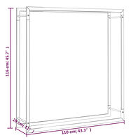 vidaXL Vedställ matt svart 110x28x116 cm stål