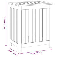 vidaXL Tvättkorg 50x35x60 cm massivt teakträ