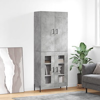 vidaXL Högskåp betonggrå 69,5x34x180 cm konstruerat trä