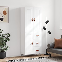 vidaXL Högskåp vit 69,5x34x180 cm konstruerat trä