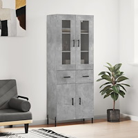 vidaXL Högskåp betonggrå 69,5x34x180 cm konstruerat trä